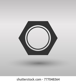 Nut and bolt icon isolated on background. Modern flat pictogram, business, marketing, internet concept. Logo illustration