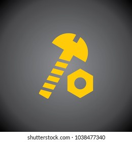 nut bolt icon on black background.
