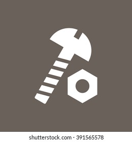 Nut Bolt Icon on Dark Gray Color. Eps-10.