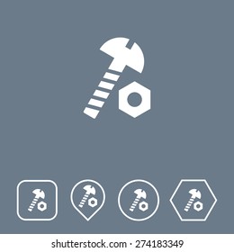 Nut Bolt Icon on Flat UI Colors with Different Shapes. Eps-10.