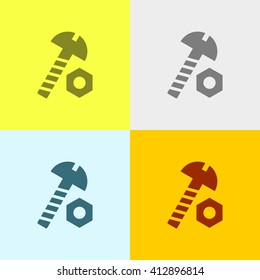 Nut Bolt Icon on Four Different Backgrounds. Eps-10.