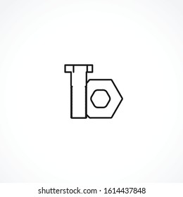 Nut and bolt icon on white background
