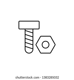 nut and bolt icon. Simple thin line, outline vector of Construction tools icons for UI and UX, website or mobile application