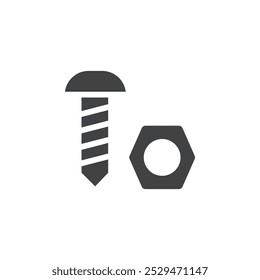 Nut and bolt icon simple vector symbol