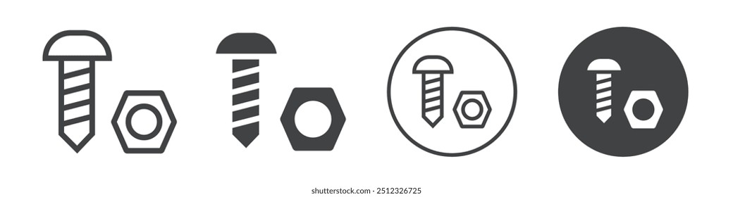 Tuerca y perno icono logotipo de Vector contorno