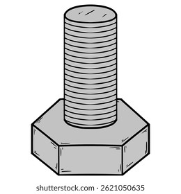 nut bolt illustration hand drawn isolated vector