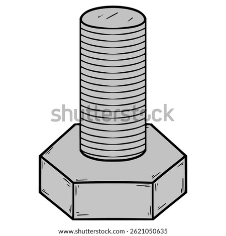 nut bolt illustration hand drawn isolated vector