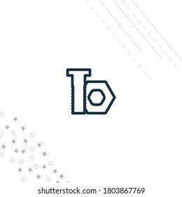 Nut and bolt isolated line icon for web and mobile