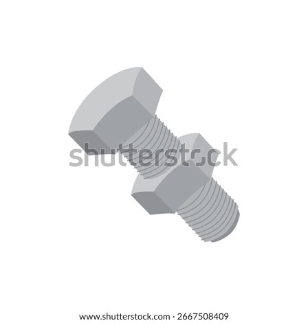 Nut and Bolt screw tool wrench construction emoji symbol sign icon vector illustration isolated flat