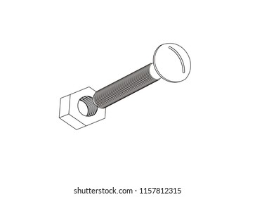nut and bolt simple illustration