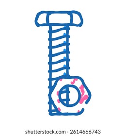 nut and bolt tool work doodle icon sketch vector. nut and bolt tool work sign. isolated symbol illustration
