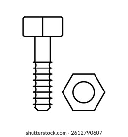nut and bolt tool work line icon vector. nut and bolt tool work sign. isolated contour symbol black illustration