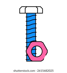 nut and bolt tool work line icon vector. nut and bolt tool work sign. isolated symbol illustration