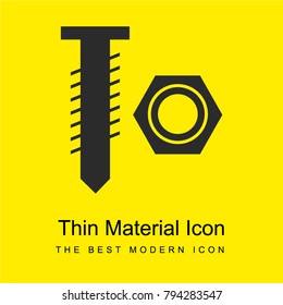 Nut and bolt tools couple bright yellow material minimal icon or logo design