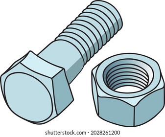 nut and bolt  vector illustration isolated on white background