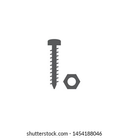 Nut and bolt vecvtor icon isolated on white background