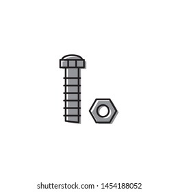 Nut and bolt vecvtor icon isolated on white background