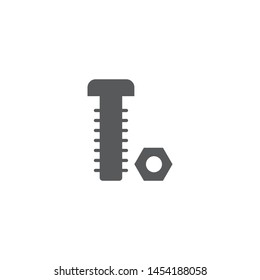 Nut and bolt vecvtor icon isolated on white background