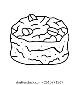 nut bun food meal line icon vector. nut bun food meal sign. isolated contour symbol black illustration