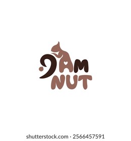 I AM NUT Cartoon funny logo vector illustration.