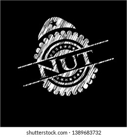 Nut chalkboard emblem. Vector Illustration. Detailed.