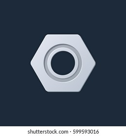 Nut, color icon isolated on a black background.