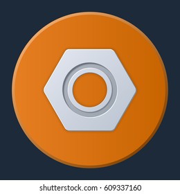 Nut, color icon on bright circle background.