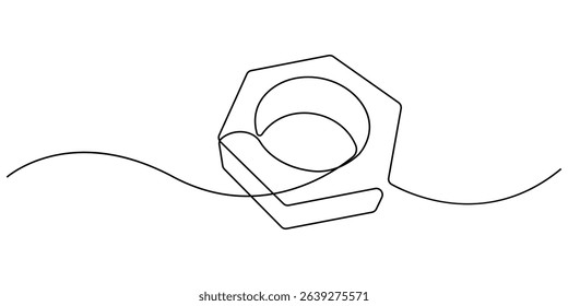 nut continuous one line drawing, bolt nut continuous line vector illustration, Nut one line drawing vector. Nut continuous line drawing vector drawing Background