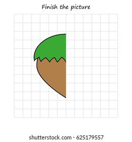 nut  copy and coloring the picture, educational game for preschool
,children (kids). Complete the picture