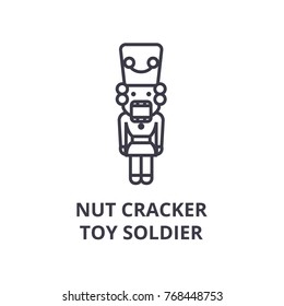 nut cracker, toy soldier line icon, outline sign, linear symbol, vector, flat illustration