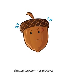 nut cute chibi angry cartoon mascot vector illustration