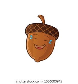 nut cute chibi laughing loudly cartoon mascot vector illustration