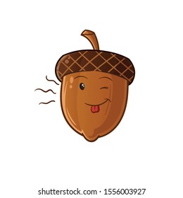 nut cute chibi mocking cartoon mascot vector illustration