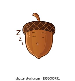 nut cute chibi sleep cartoon mascot vector illustration