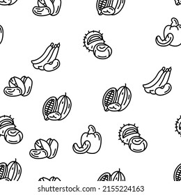 Nut Delicious Natural Nutrition Vector Seamless Pattern Thin Line Illustration