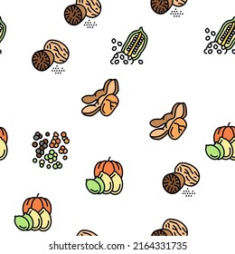 Nut Delicious Natural Nutrition Vector Nahtlose Muster Thin Line Illustration