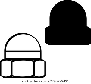 nut with domed cup silhouette on the white background