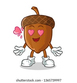 nut fall in love mascot vector cartoon illustration