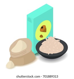 Nut flour icon. Cartoon isometric illustration of nut flour vector icon for web