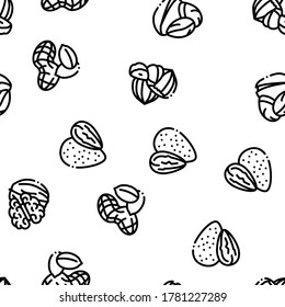 Nut Food Different Seamless Pattern Vector Thin Line. Illustrations