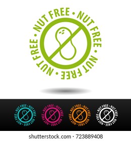 Nut free badge, logo, icon. Flat vector illustration on white background. Can be used business company.