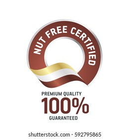 Nut Free Certified Brown Ribbon Label Logo Icon
