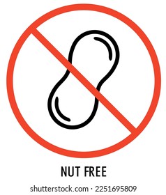 Nut free icon. Stickers and icons for allergen free products. Vector illustration.