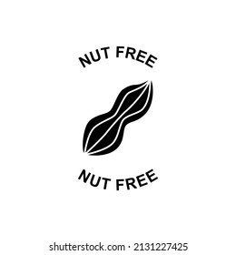 Nut Free Label Icon  In Black Flat Glyph, Filled Style Isolated On White Background