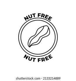 Nut Free Label Icon In Black Line Style Icon, Style Isolated On White Background