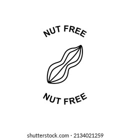 Nut Free Label Icon In Black Line Style Icon, Style Isolated On White Background