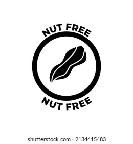 Nut Free Label Icon  In Black Flat Glyph, Filled Style Isolated On White Background