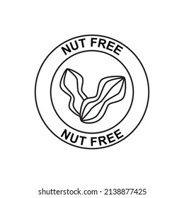 Nut Free Label Icon In Black Line Style Icon, Style Isolated On White Background