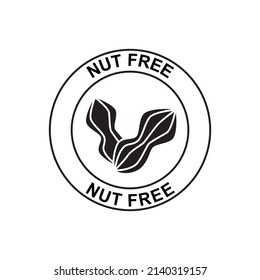 Nut Free Label Icon  In Black Flat Glyph, Filled Style Isolated On White Background