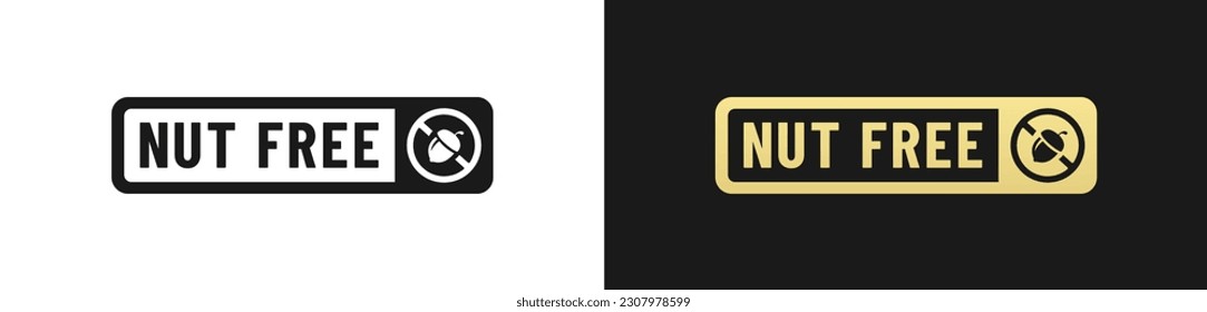 Nut free label or Nut free sign vector isolated in flat style. Best Nut free label for product packaging design element. Simple Nut free sign for packaging design element.